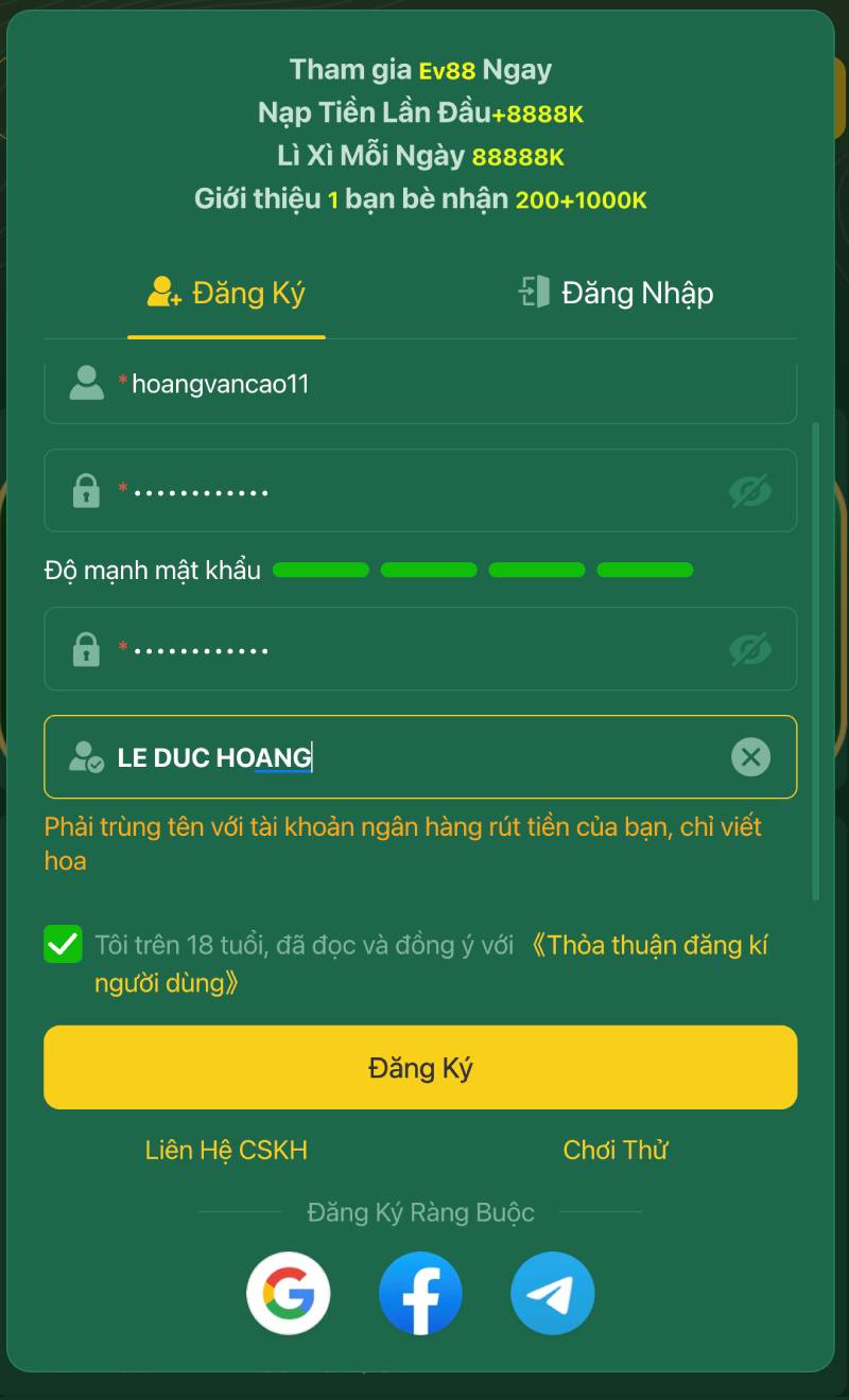 Hướng Dẫn Đăng Ký Ev88 Một Cách Đơn Giản Và An Toàn 4 Bước 2: Điền thông tin cá nhân