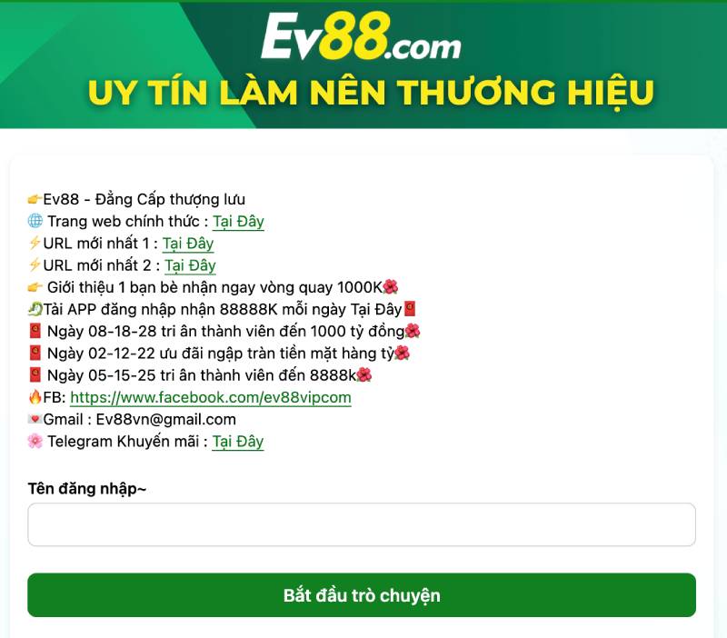 Chat trực tiếp trên website EV88