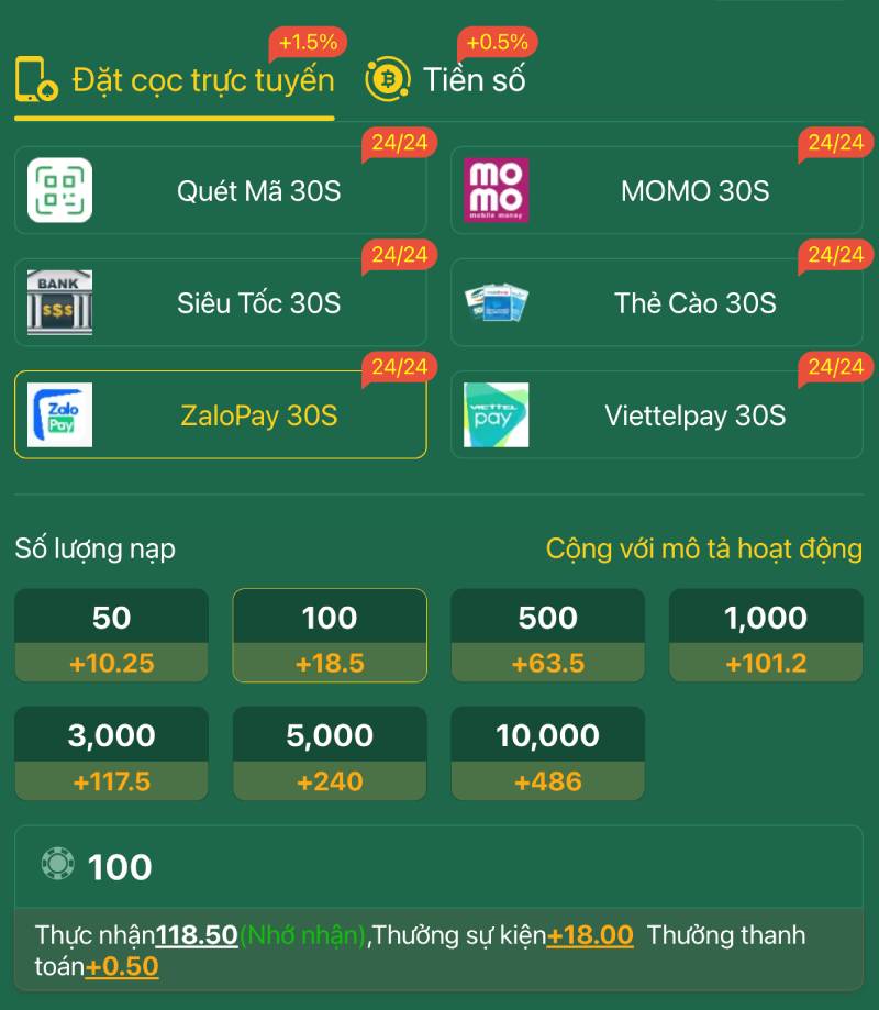Hướng Dẫn Nạp Tiền Ev88 Với Các Phương Thức Thanh Toán Nhanh 3 Nap qua ZaloPay